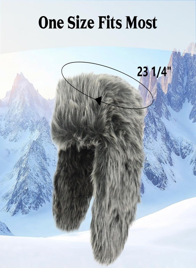 Phaiy Fluffy Trapper Hat for Men Women, Unisex Faux Fur Aviator Hat, Winter Hats with Ear Flaps, Windproof Hunting Ski Hat Russian Ushanka Hats - Image 5